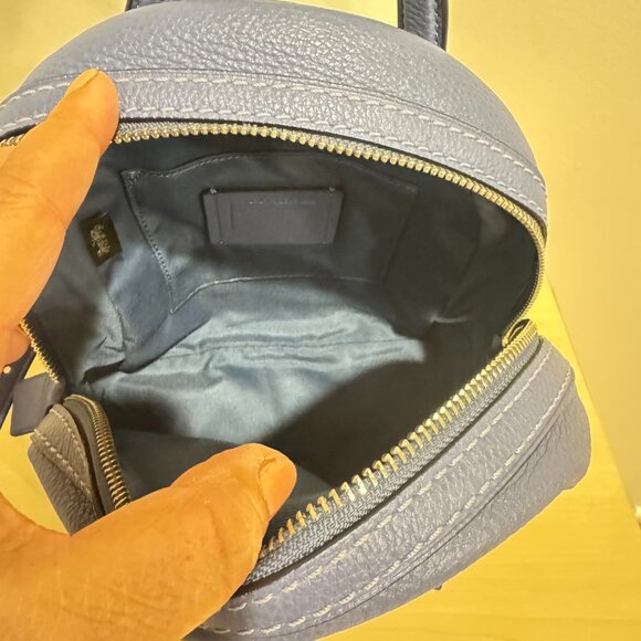 Coach Mini Charlie Rucksack Leather Backpack Blue Silver Hardware - Picture 10 of 13